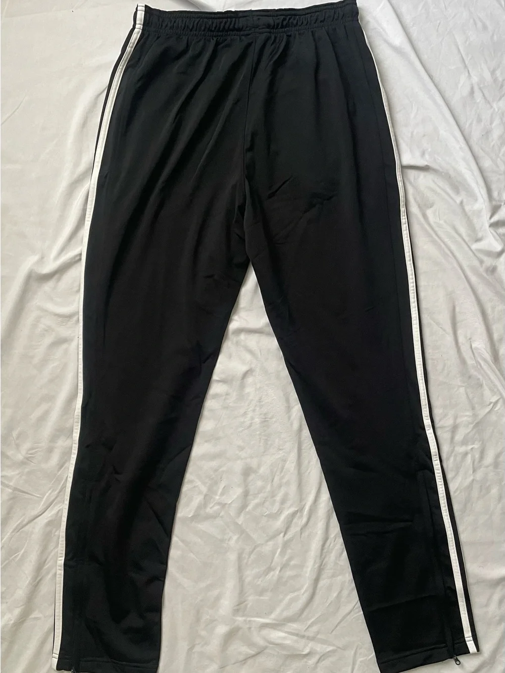 Adidas Vintage Black Track Pants with Classic White Stripes